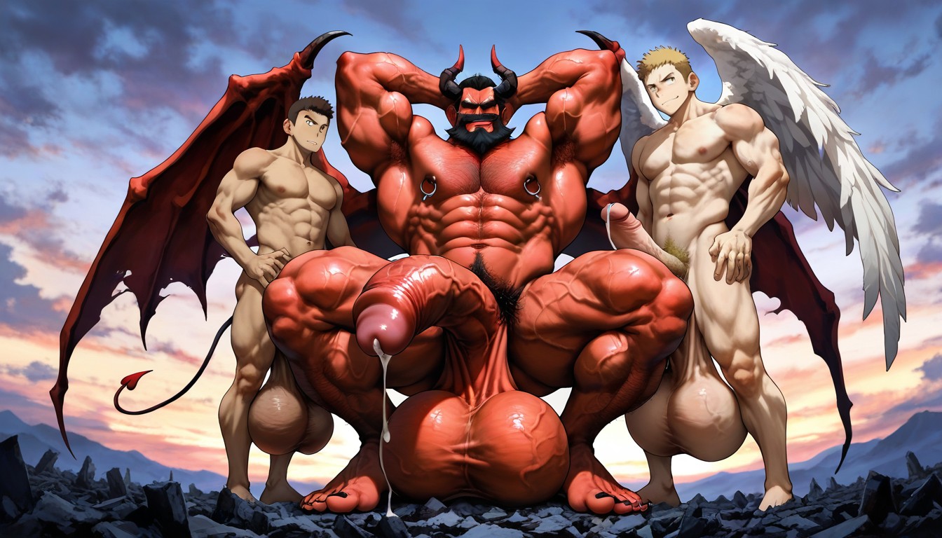 Gay Threesome, フルボディ, Square Jaw ゲイAIポルノ