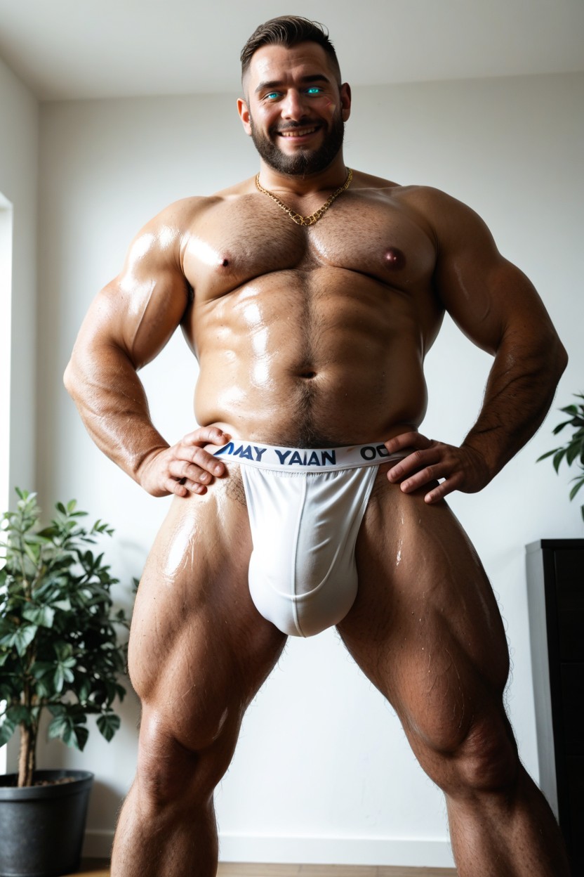 Thick Gold Chain Worn Around Neck, Muscle Gut Body, 胸毛 AI同性戀黃片