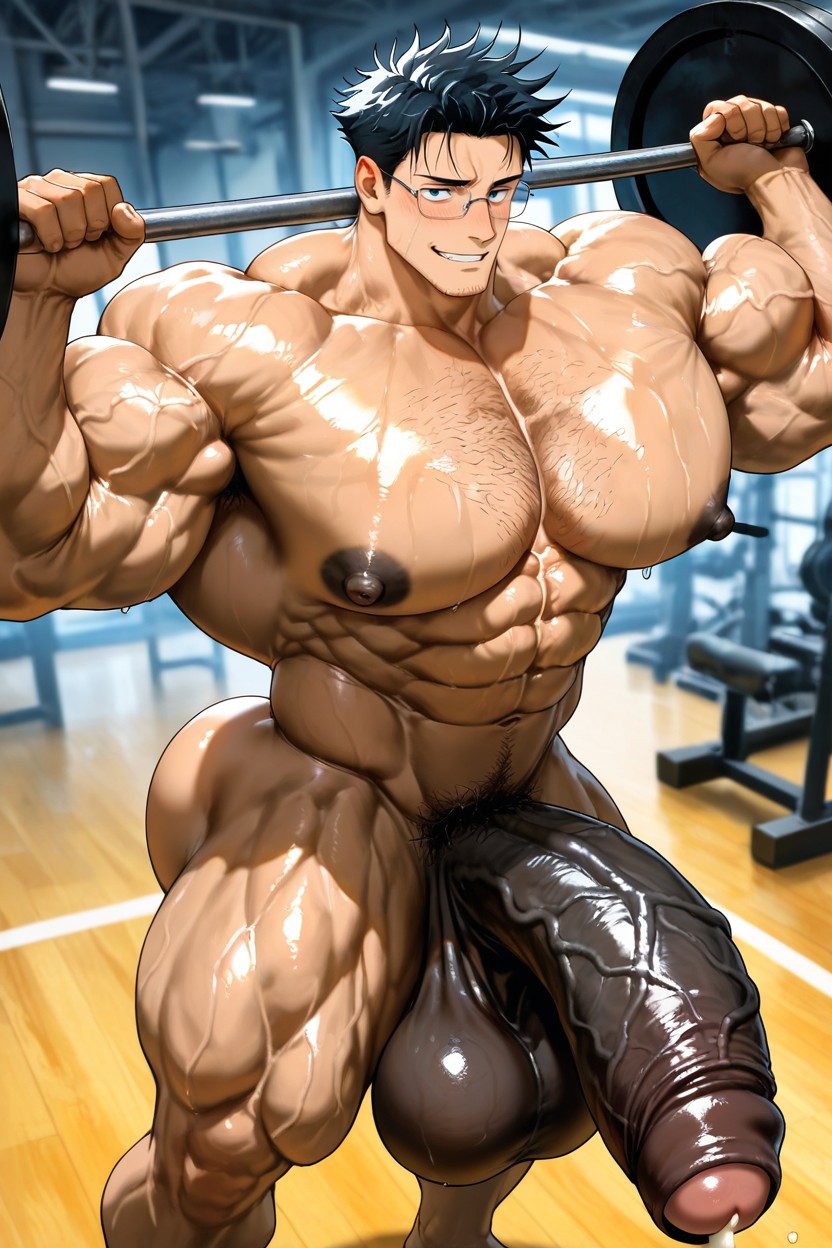 Colossal Muscularity, Muscular, Темно-коричневая Кожа ИИ гей порно