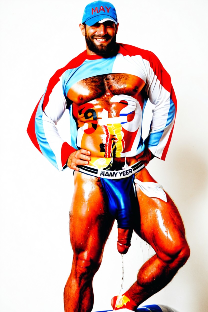 Oiled Skin, Grande Angular, Balding Head Pornografia gay com IA