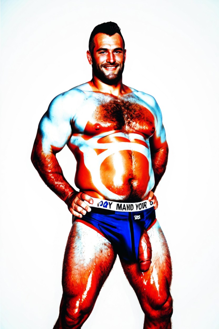 Full Body Profile, Hyper Penis Bulge Stretching, Excessive Body Hair AI Gay Porn