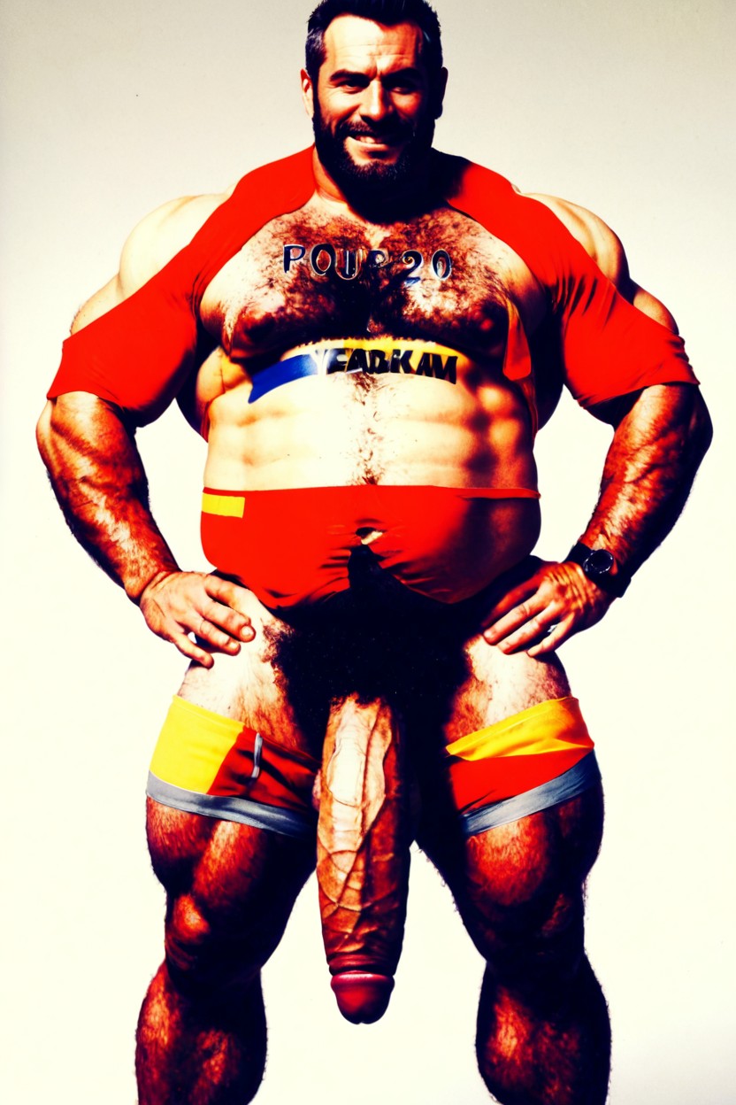 Chest Hair Bushes, Hyper Muscles, 대머리 게이 AI 포르노