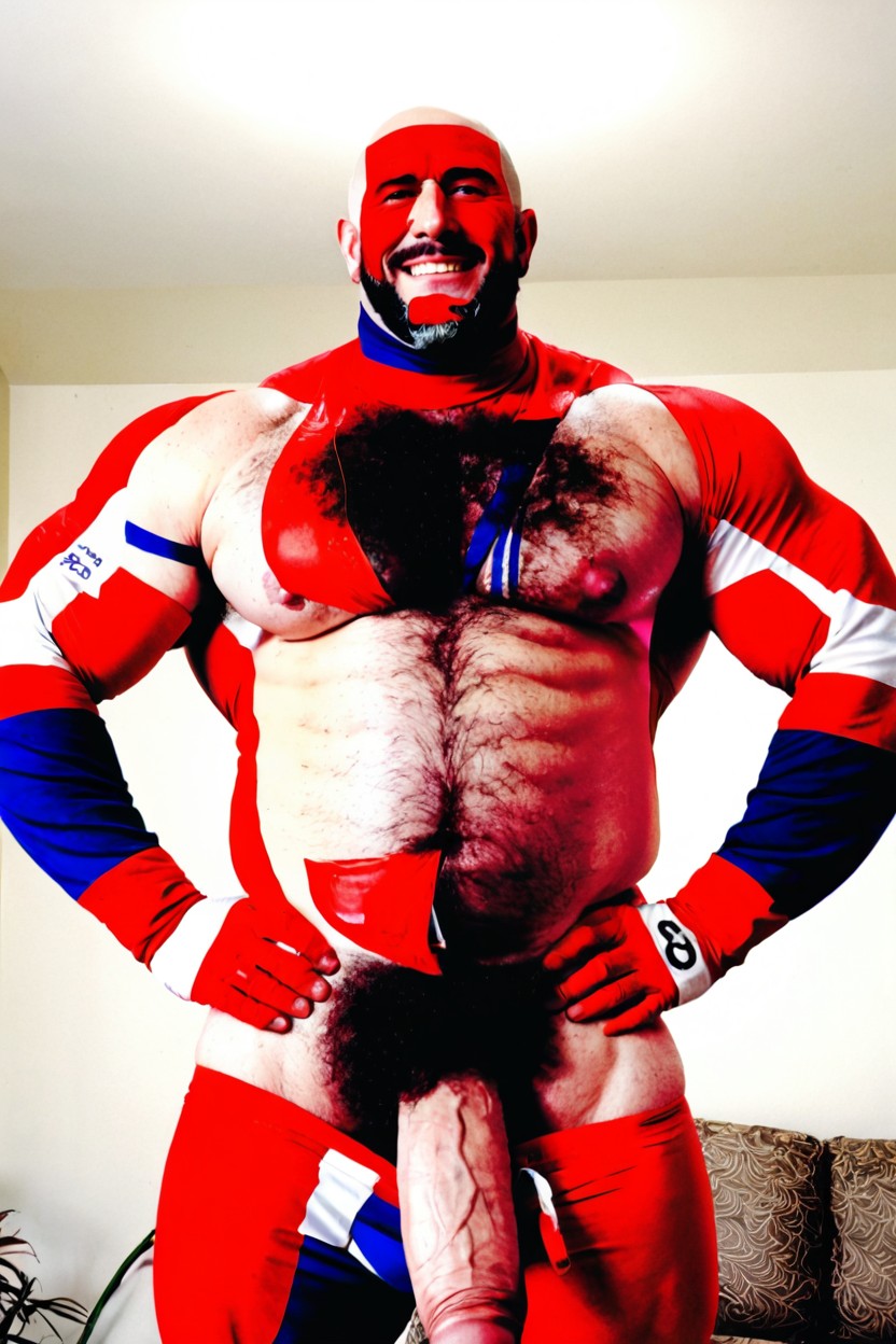 Hands On Hips, Full Body, Hairy Muscles AI Gay Porn