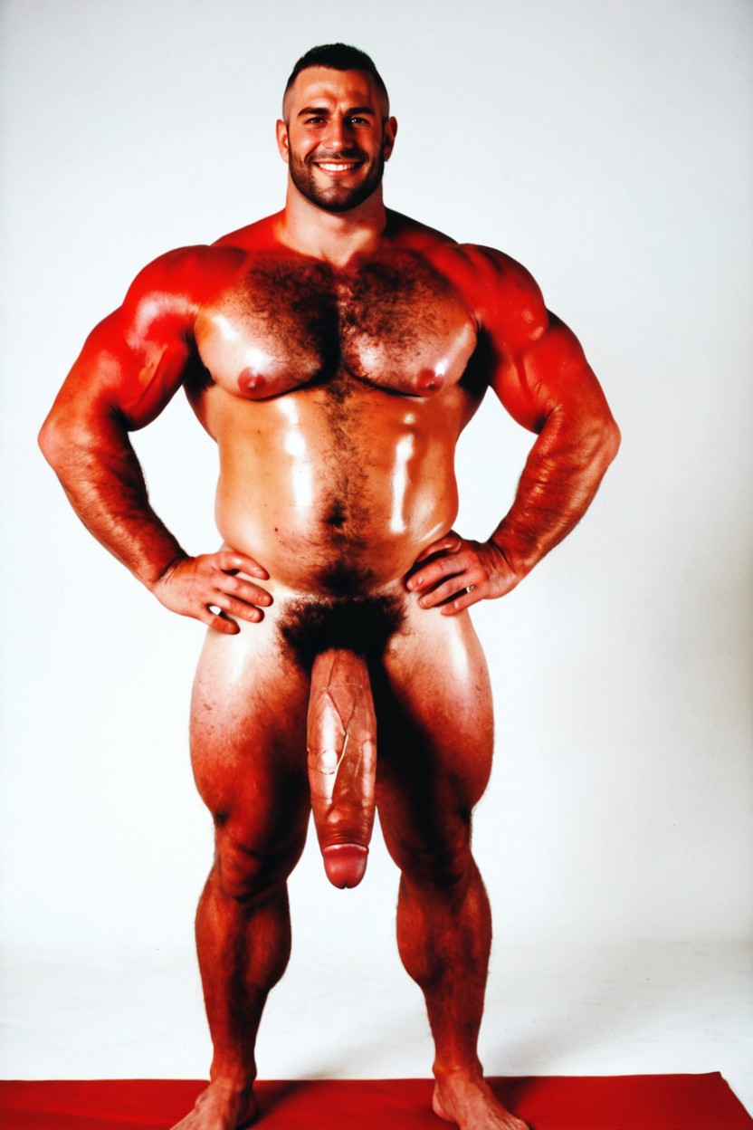 Plump Pecs, Hairy Belly, All Skin Showing 게이 AI 포르노