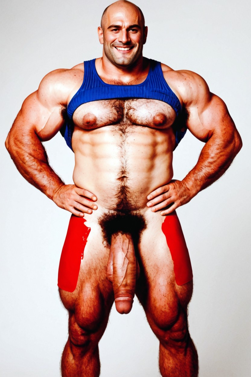 Completely Naked, Excessively Large Muscles, Nothing Covering Skin 게이 AI 포르노