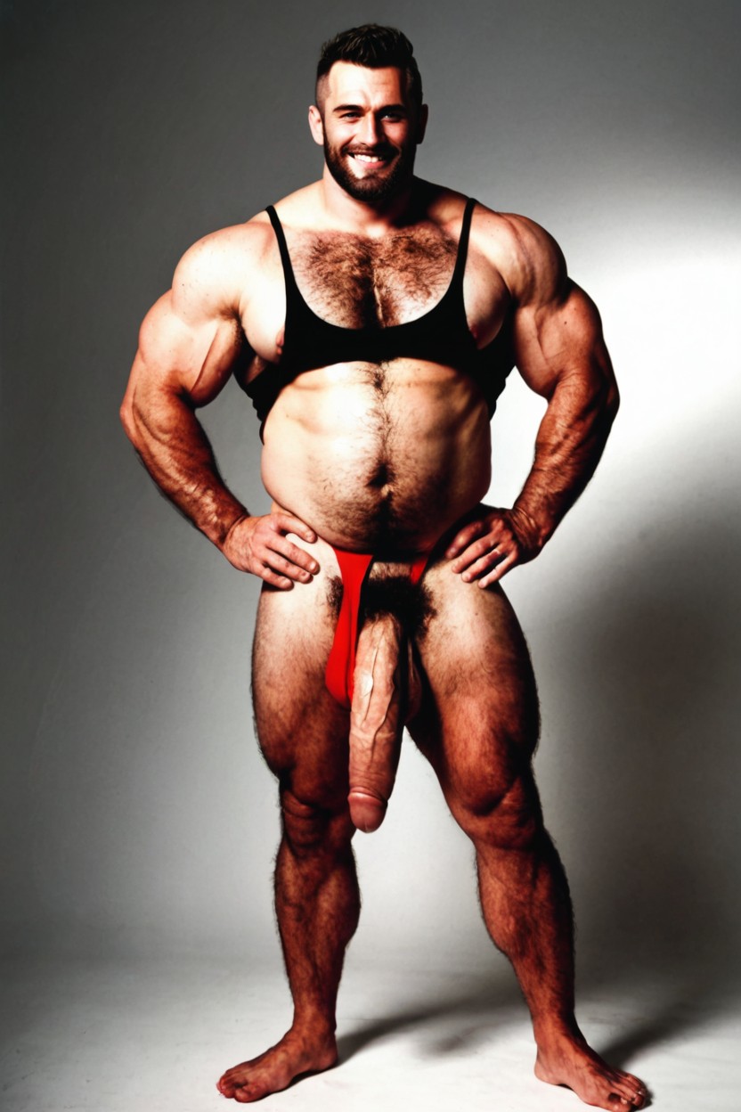 Vello Púbico, Músculos Sobredimensionados, Calvo Porno gay IA