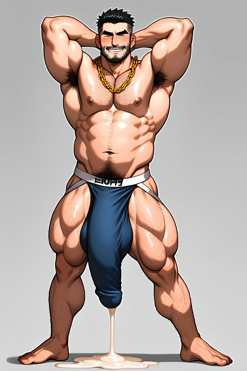 Strong Jaw, Burlap Jockstrap Material, Horny AI Gay Porn