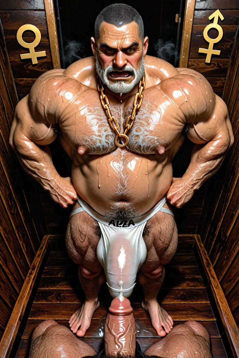 Giant Nipples, 엉덩이에 손 포즈, 전신 게이 AI 포르노