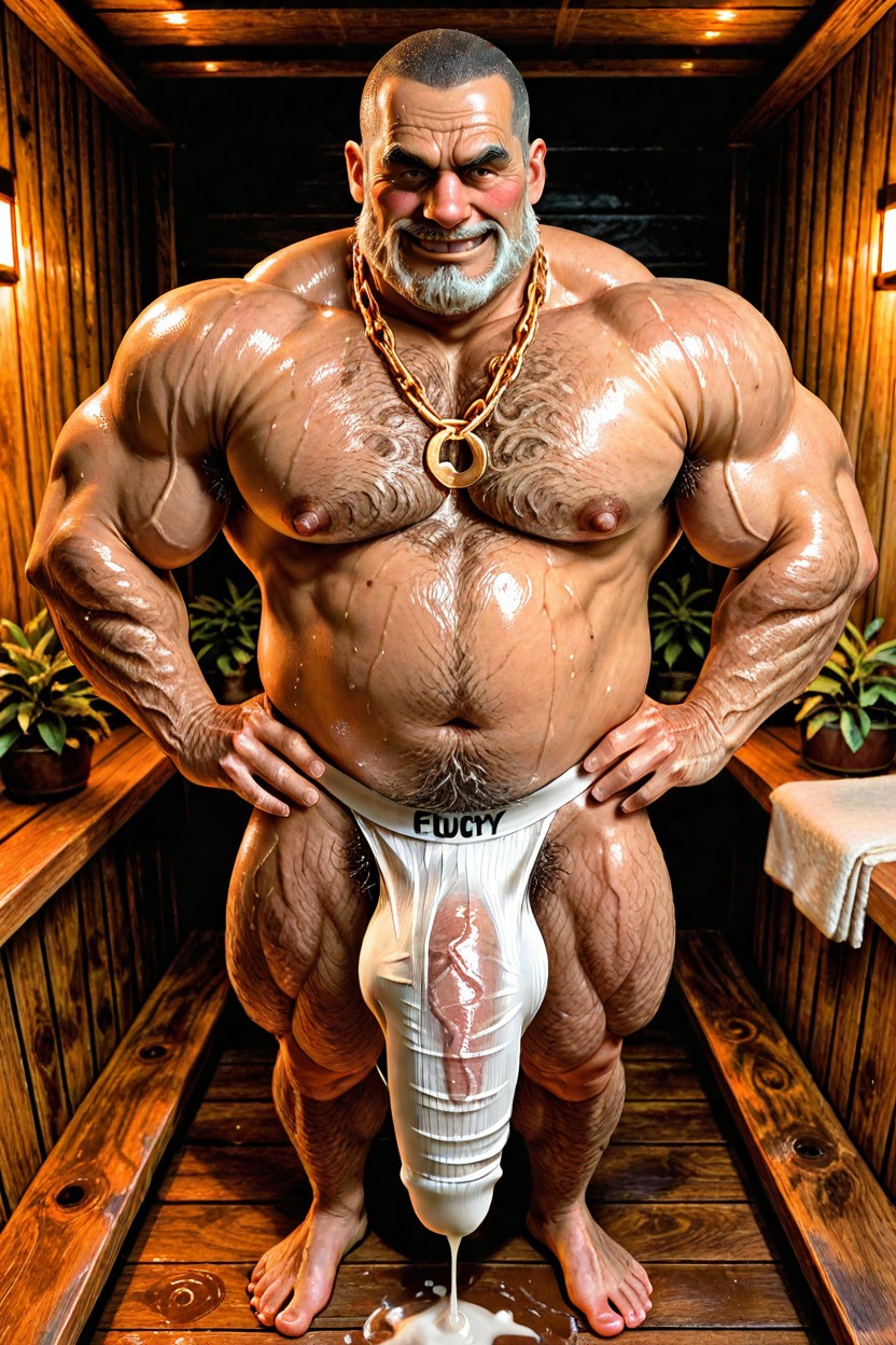 Man, Muscle Gut Body, Curly Body Hairs Everywhere ИИ гей порно