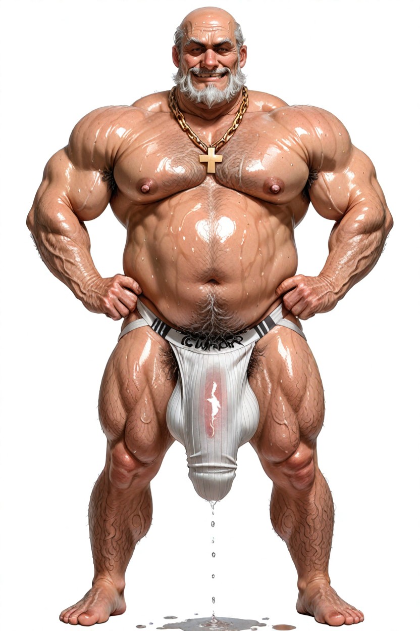 Excessively Hairy Belly, Músculos Sobredimensionados, Mains Sur Les Hanches Porno gay IA