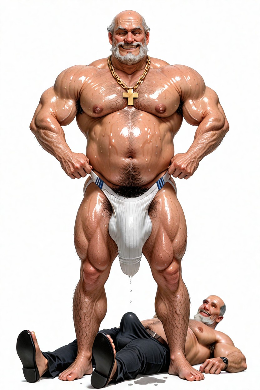 Aggressive Hairy Chest, Muscle Gut Body, 수염 게이 AI 포르노