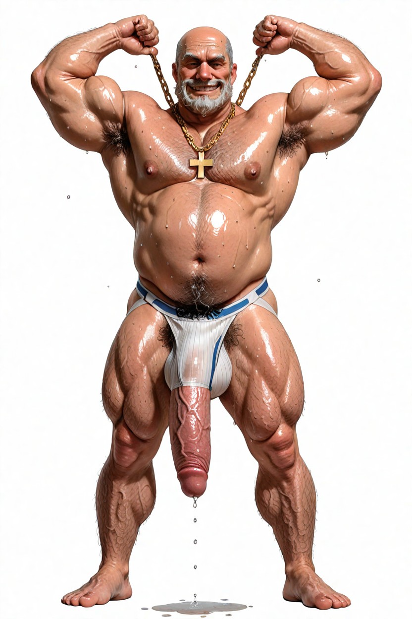 Highly Detailed Jock Strap, Intense Expression, Excessively Hairy Belly AI Gay Porn