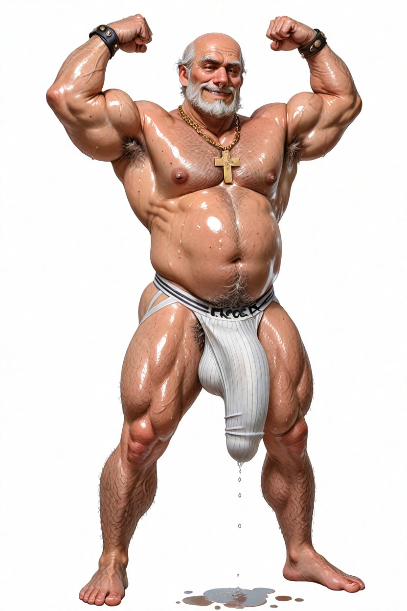 Curly Body Hairs Everywhere, Giant Nipples, Aggressive Hairy Chest 게이 AI 포르노