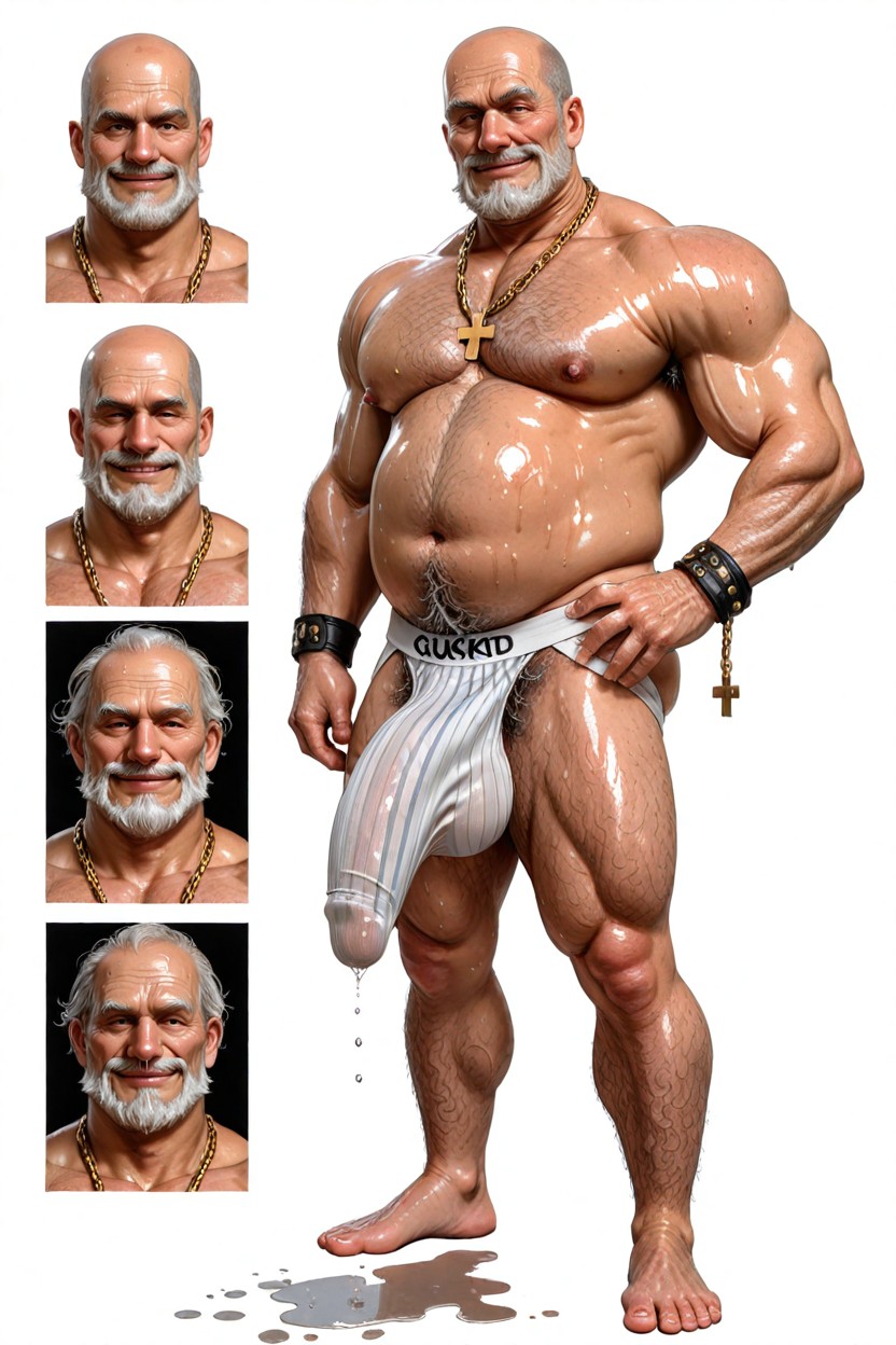 Bottom Of Bulge Is Shaped Like Giant Glans, Leather Bracelet, Excessive Body Hair Pornografia gay com IA