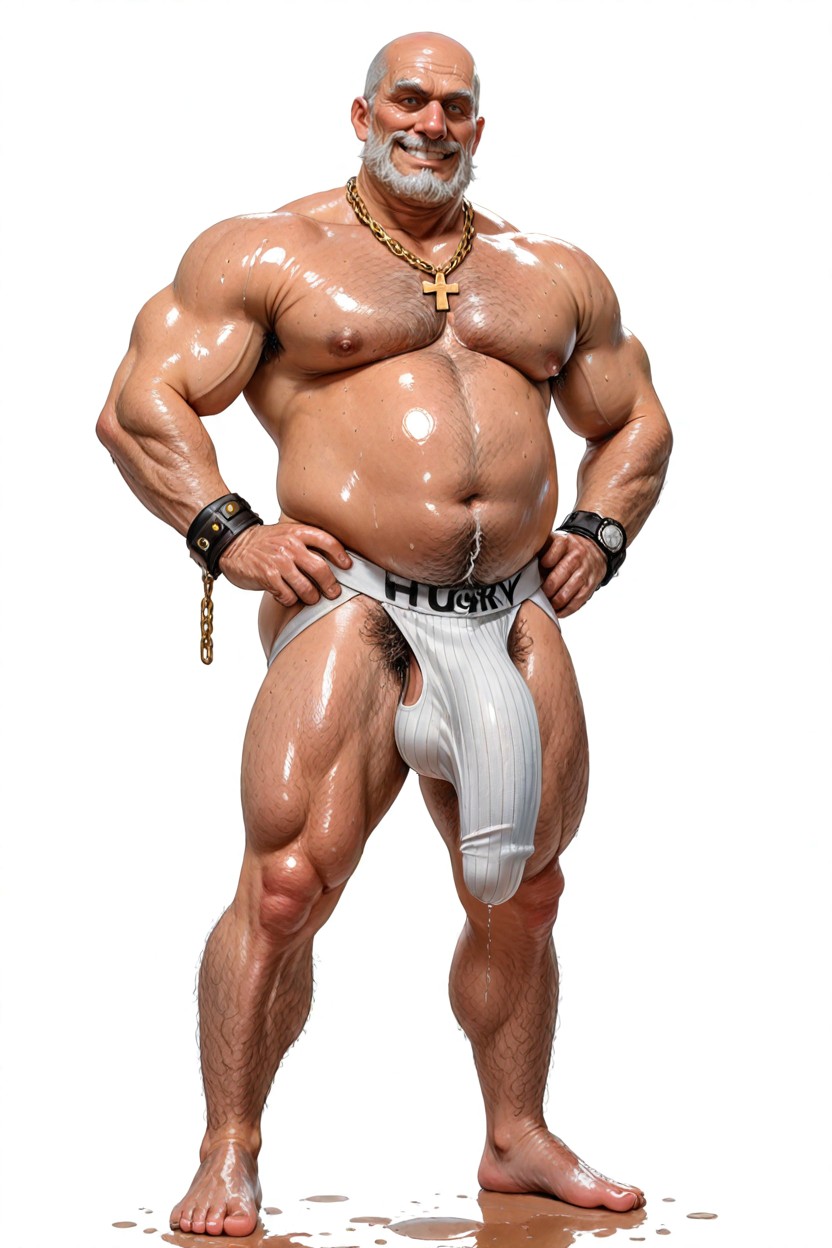 Hiper Pénis Impossivelmente Longo, Strong Jaw, Oiled Skin Pornografia gay com IA