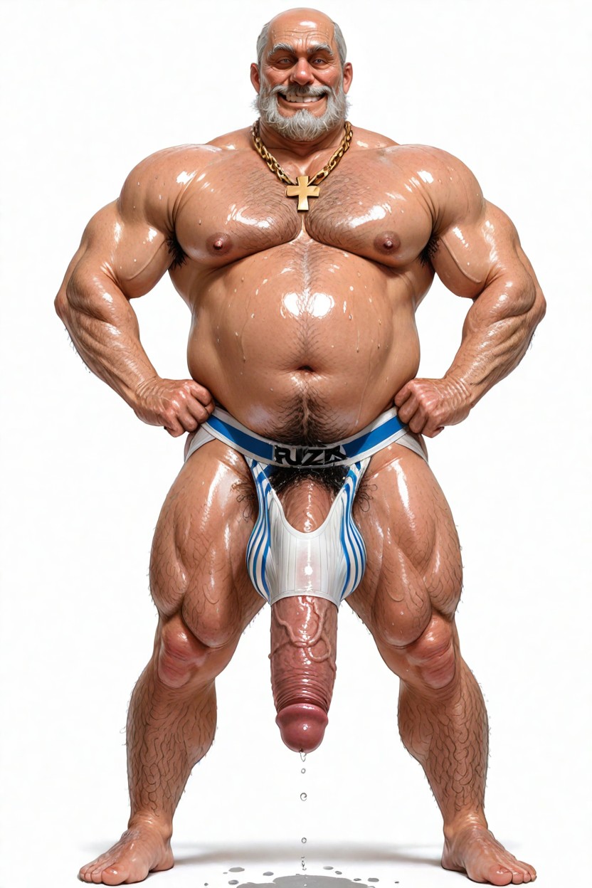 Hyper Pubic Hair Clusters, Intense Expression, Man Pornografia gay com IA