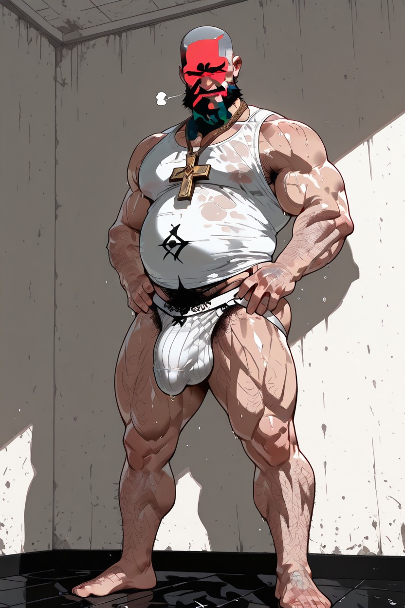 Fat Nipple, Wet Jockstrap Fabric, Excessive Body Hair 게이 AI 포르노