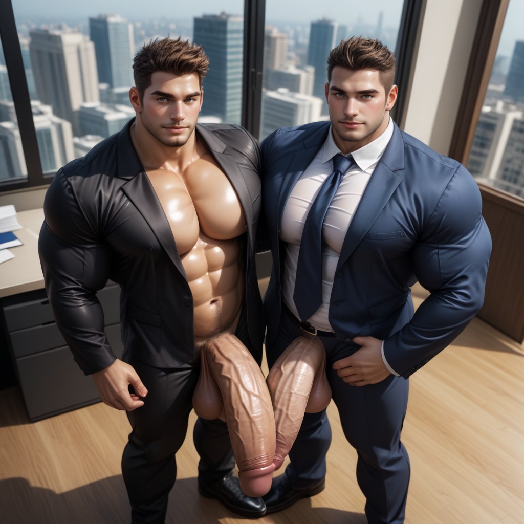 Wearing Suit Jacket, Happy, Heavy Pecs 게이 AI 포르노
