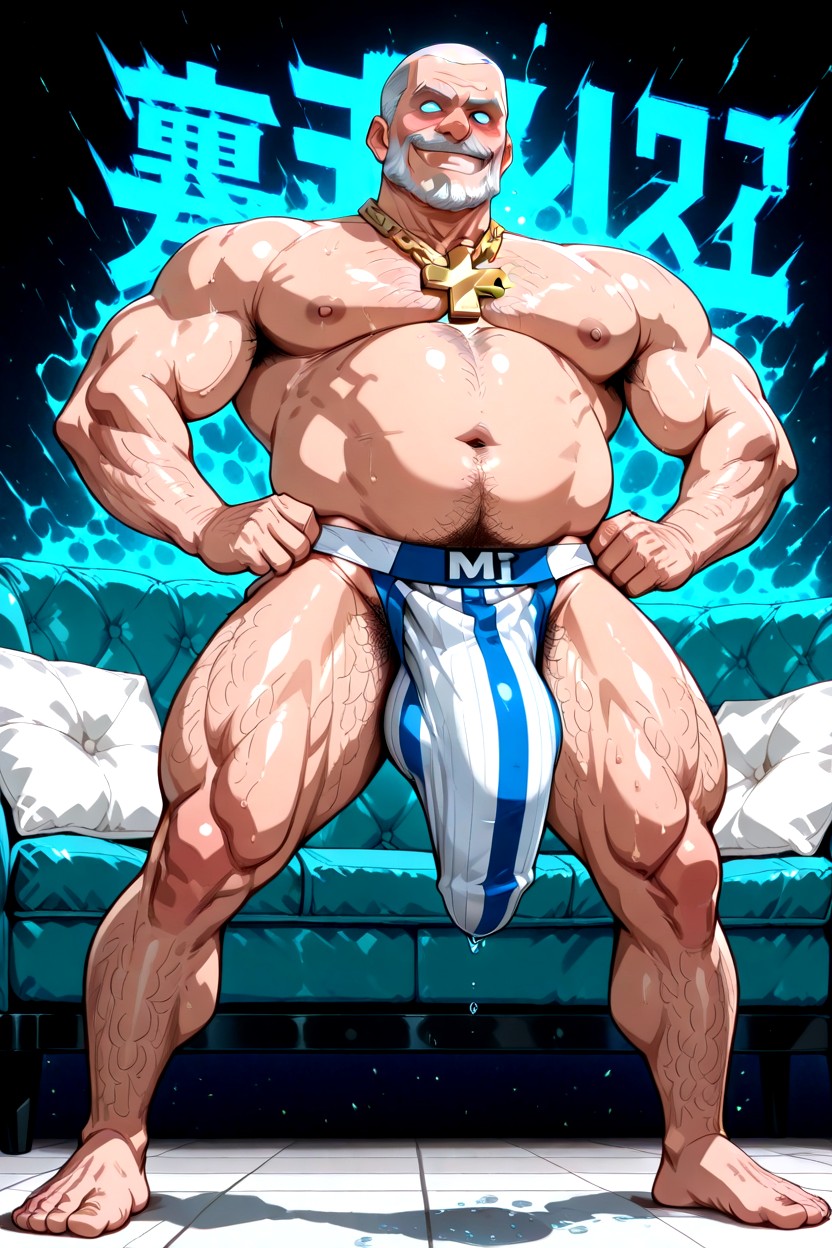 50+, Penis Bulge Sagging Excessively Far Down To Floor, 능글맞은 표정 게이 AI 포르노