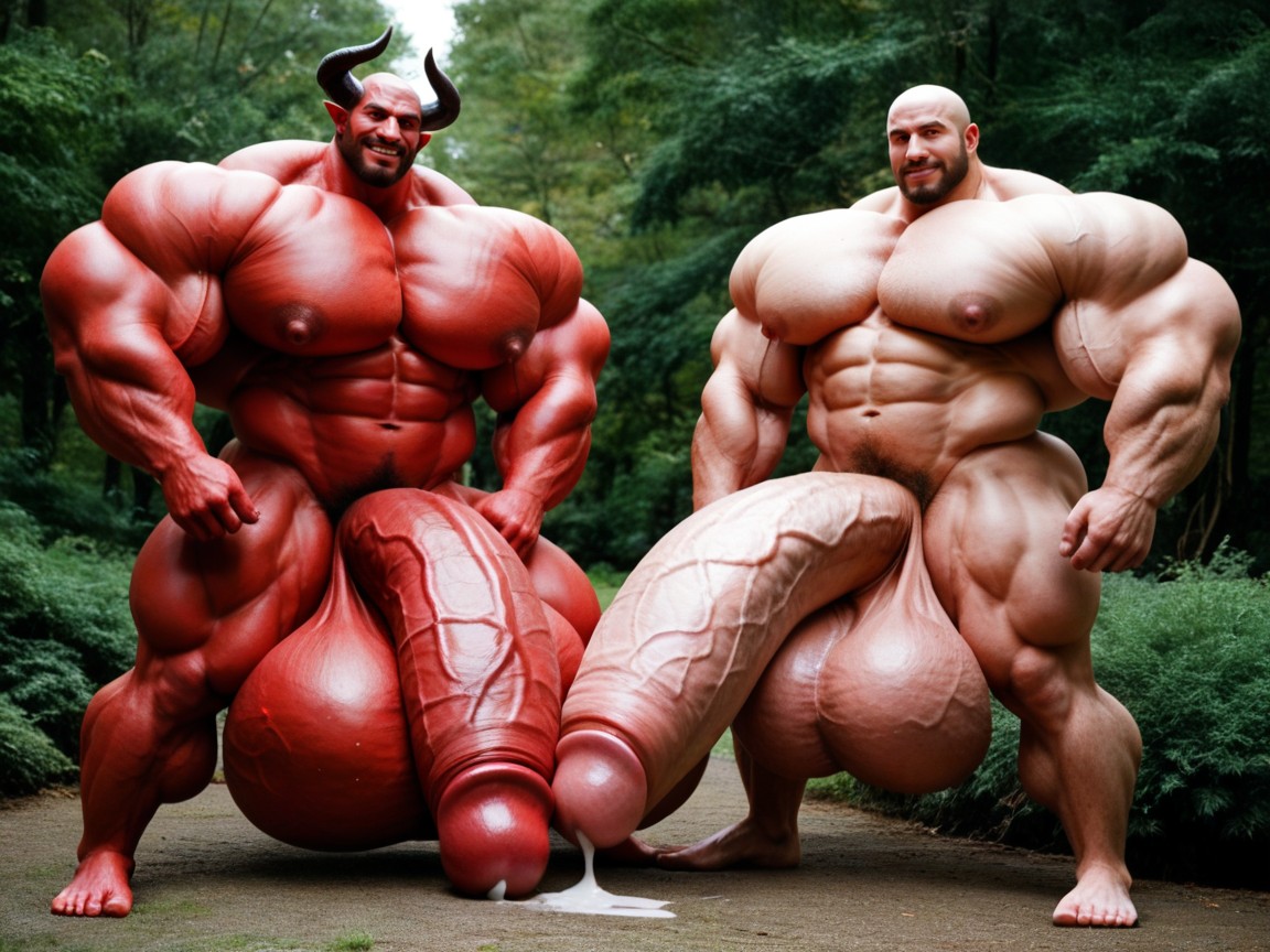 Fully Red Skin, 红色眼睛, Oversized Hyper Muscles AI同性恋黄片