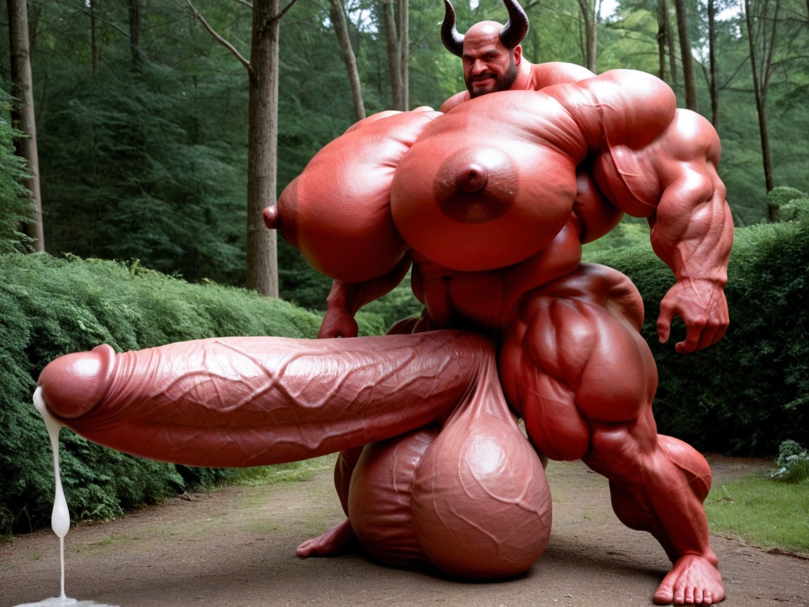 Red Devil, Red Skin, 視聴者を見つめる ゲイAIポルノ