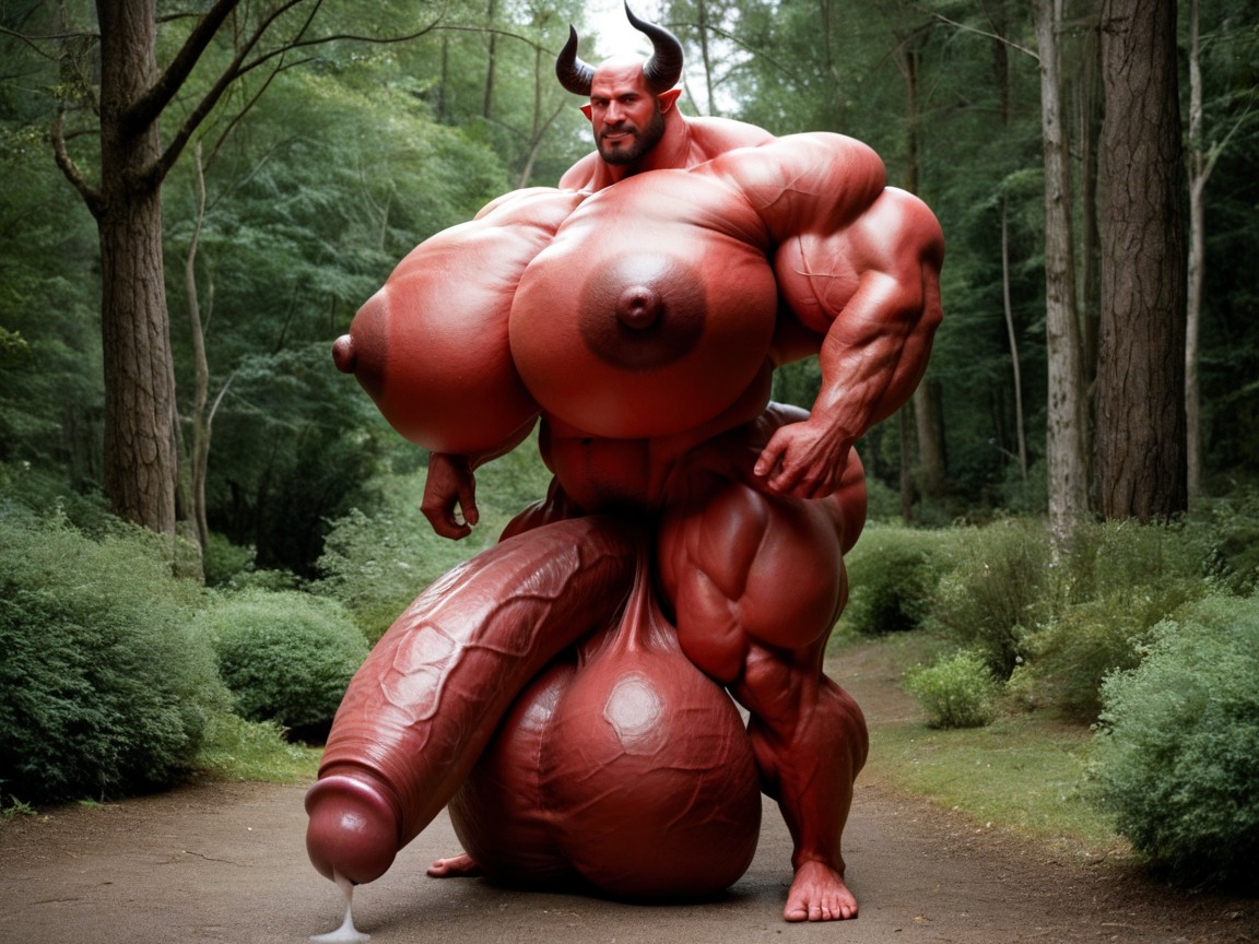 Exremely Red Skin, Growth Hormone Pumped Muscles, Hyper Massive Balls On Floor Pornografia gay com IA