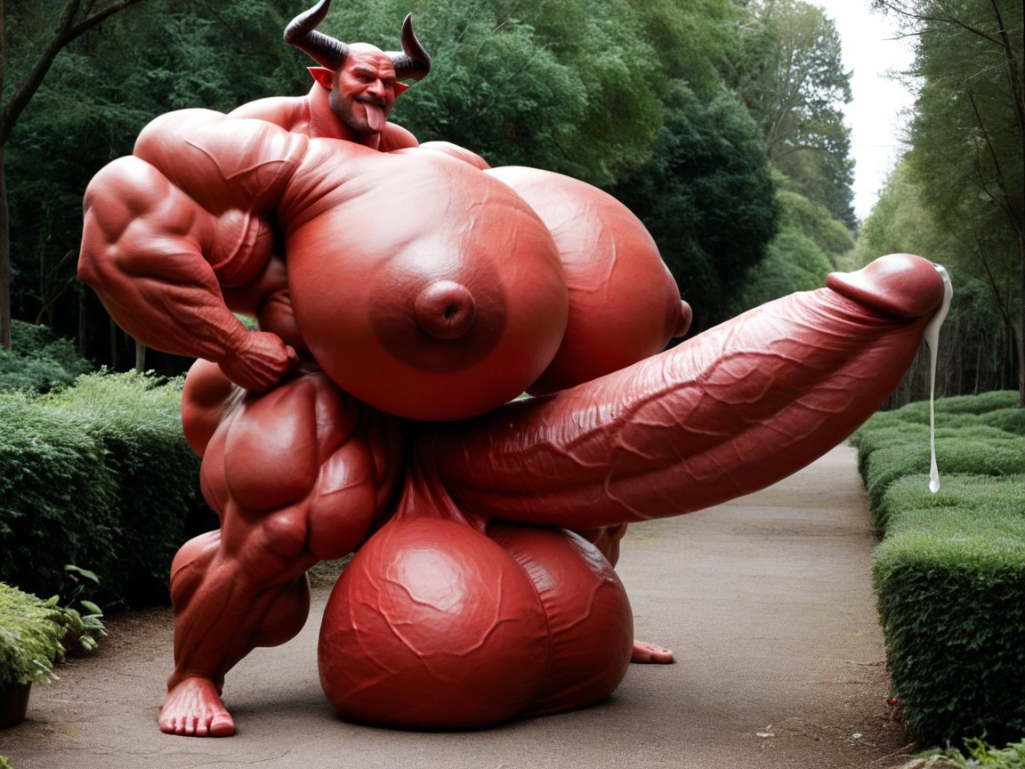 Hyper Muscle, Oversized Muscles, Hyper Massive Balls On Floor AI Gay Porn
