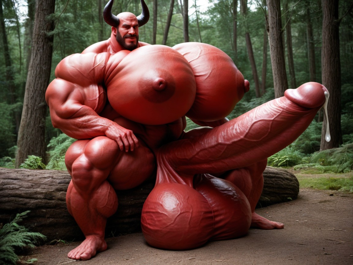 Red Eyes, Hyper Massive Oversized Muscles, 1인 게이 AI 포르노