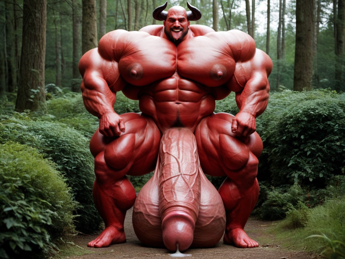 Exremely Red Skin, Oversized Hyper Gigantic Penis, On Steroids ゲイAIポルノ