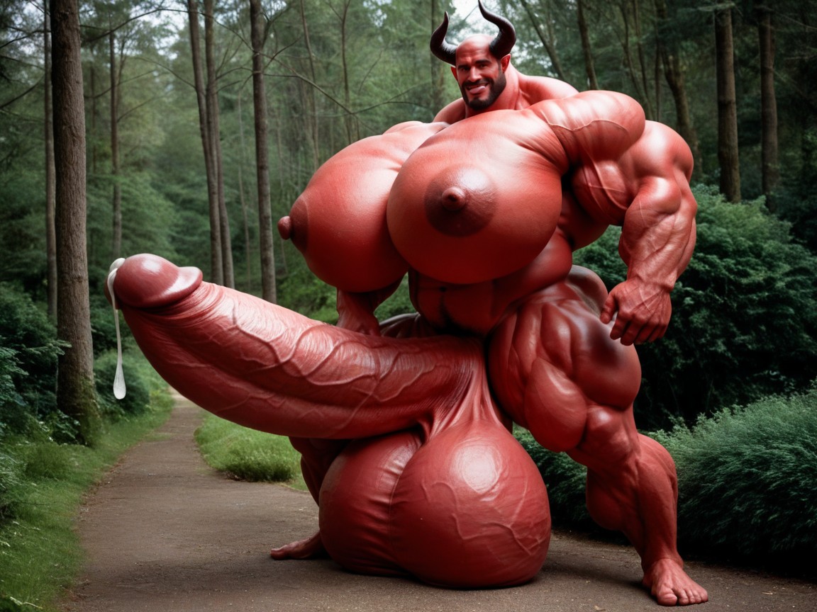 Massive Muscles, Oversized Hyper Muscles, 혀 내밀기 게이 AI 포르노