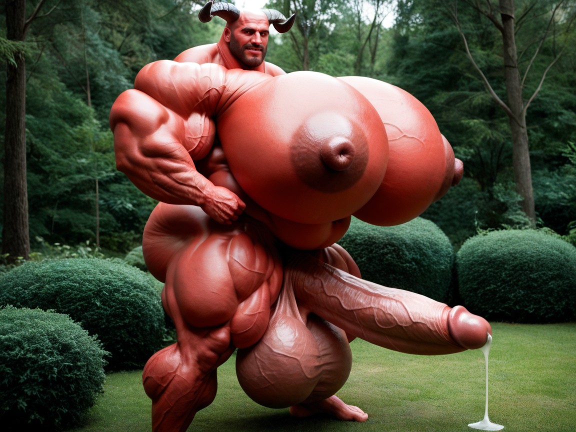 Hyper Puffy Cock, Hyper Muscle, 빨간 피부 게이 AI 포르노