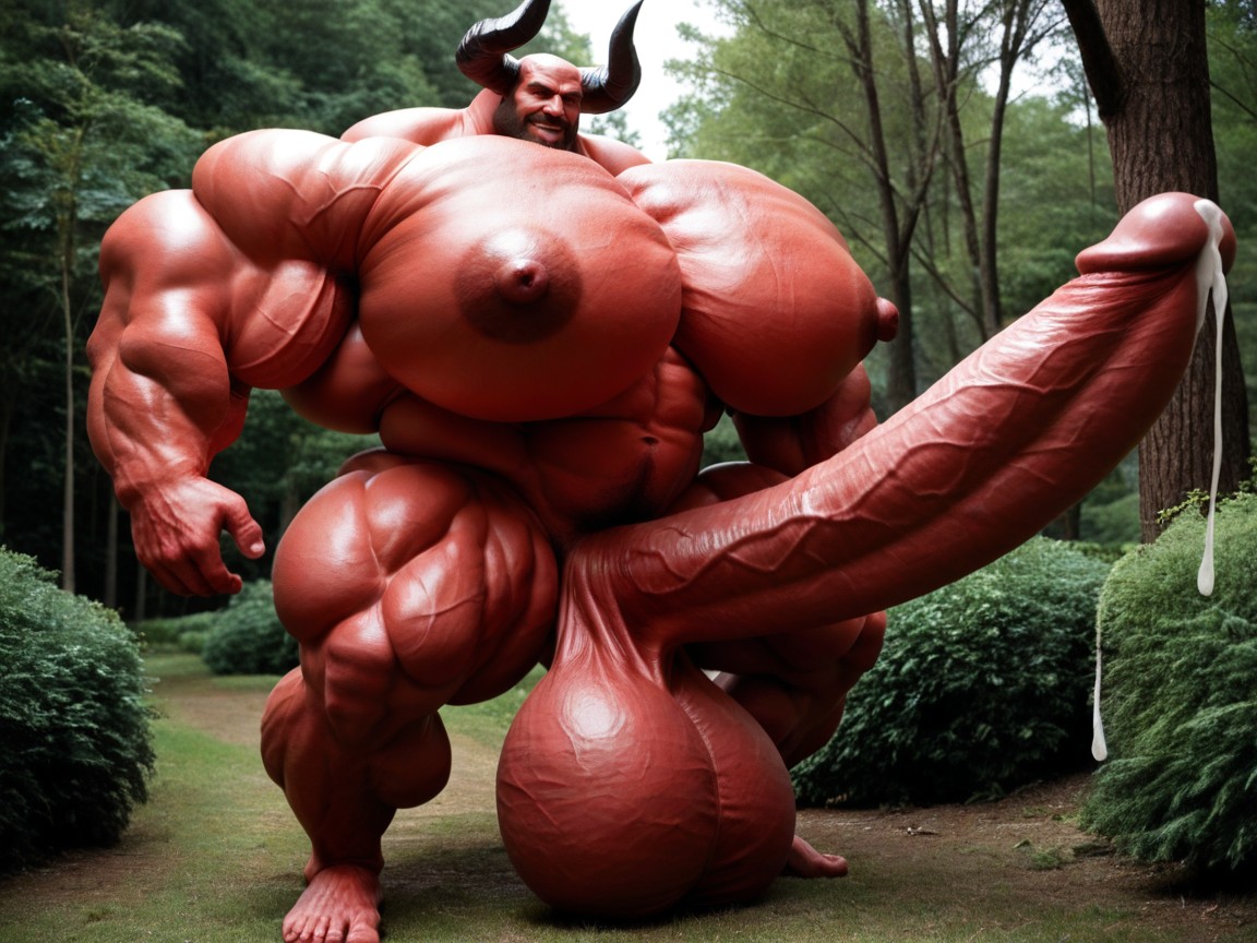 Hyper Wide Stuffed Muscle, Red Eyes, Extreme Hyper Testicles AI Gay Porn