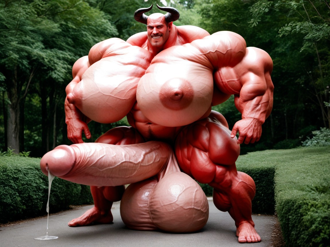 Oversized Hyper Muscles, Penis Bigger Than Body, Extreme Hyper Testicles AI Gay Porn