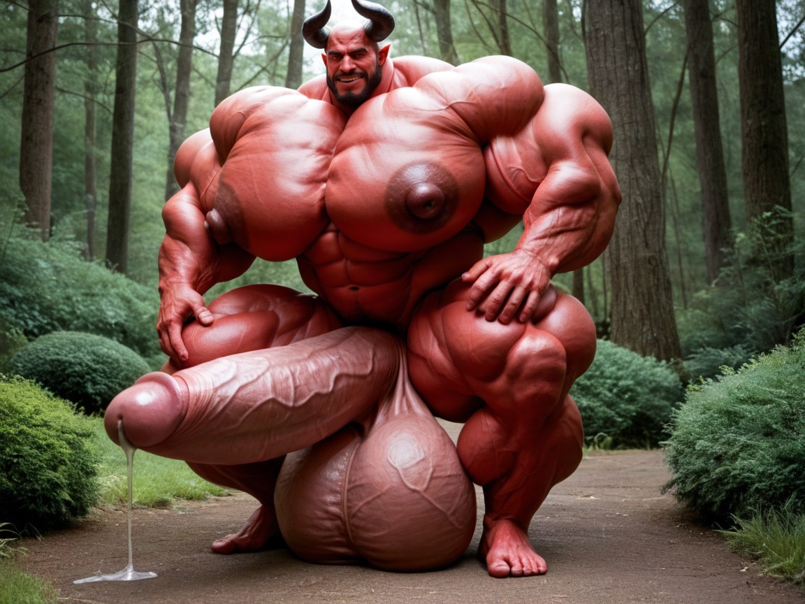 Oversized Hyper Muscles, Hyper Massive Balls Hang, 뷰어를 보면서 게이 AI 포르노