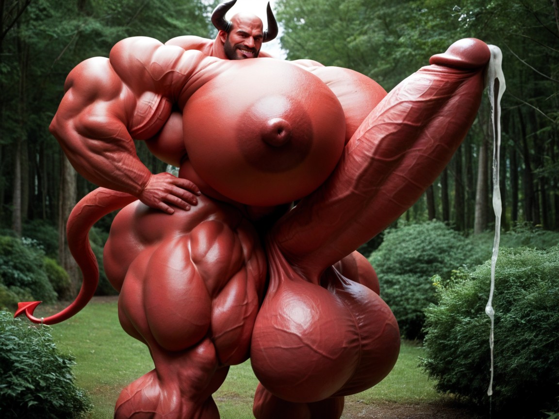 Cock Bigger Than Human, All Muscle Hyper Sized, Hyper Puffy Nipples AI同性戀黃片