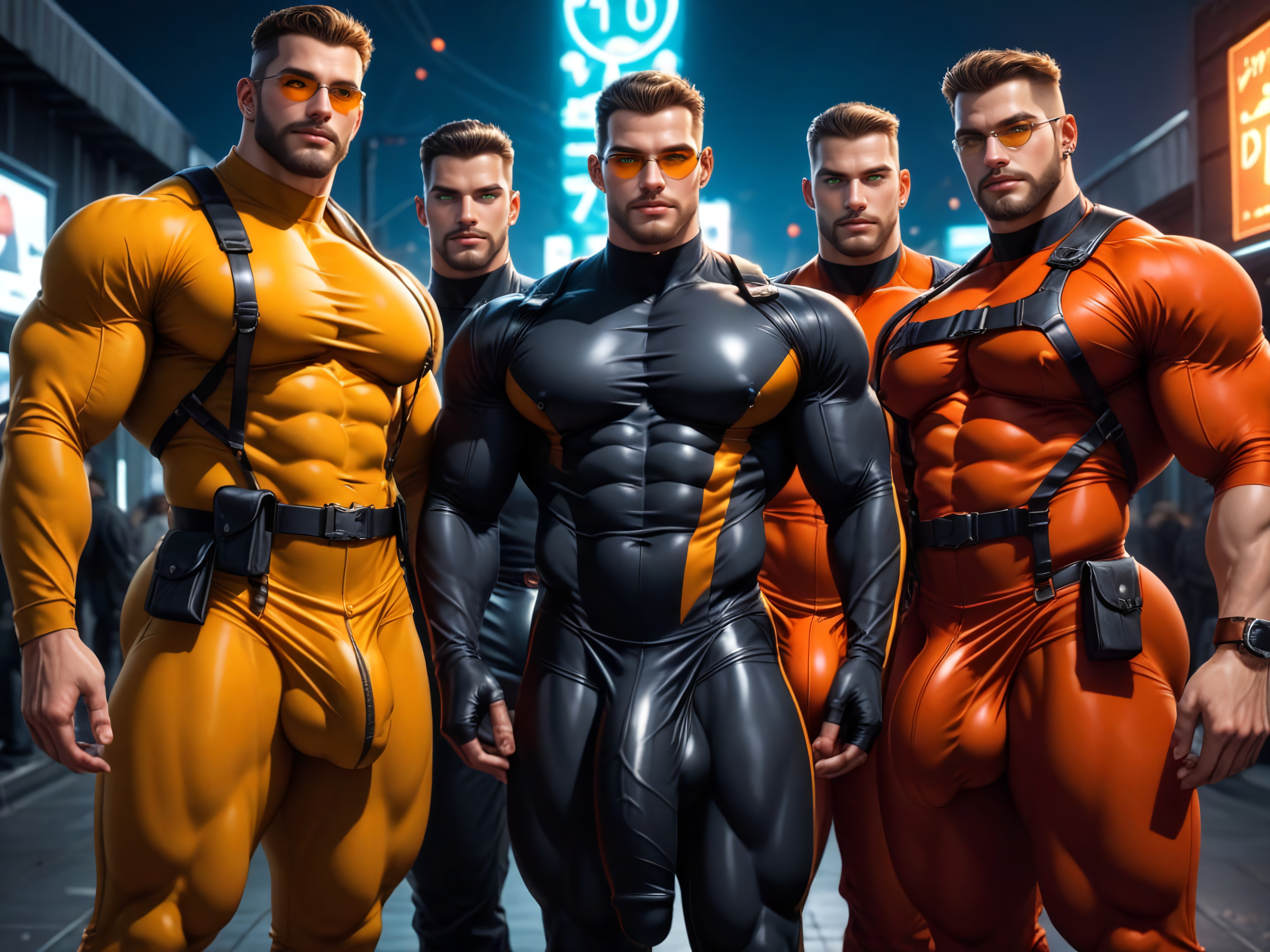 Horny, Background Is An Underground Government Military Research Laboratory, Full Thick Beard AI Gay Porn