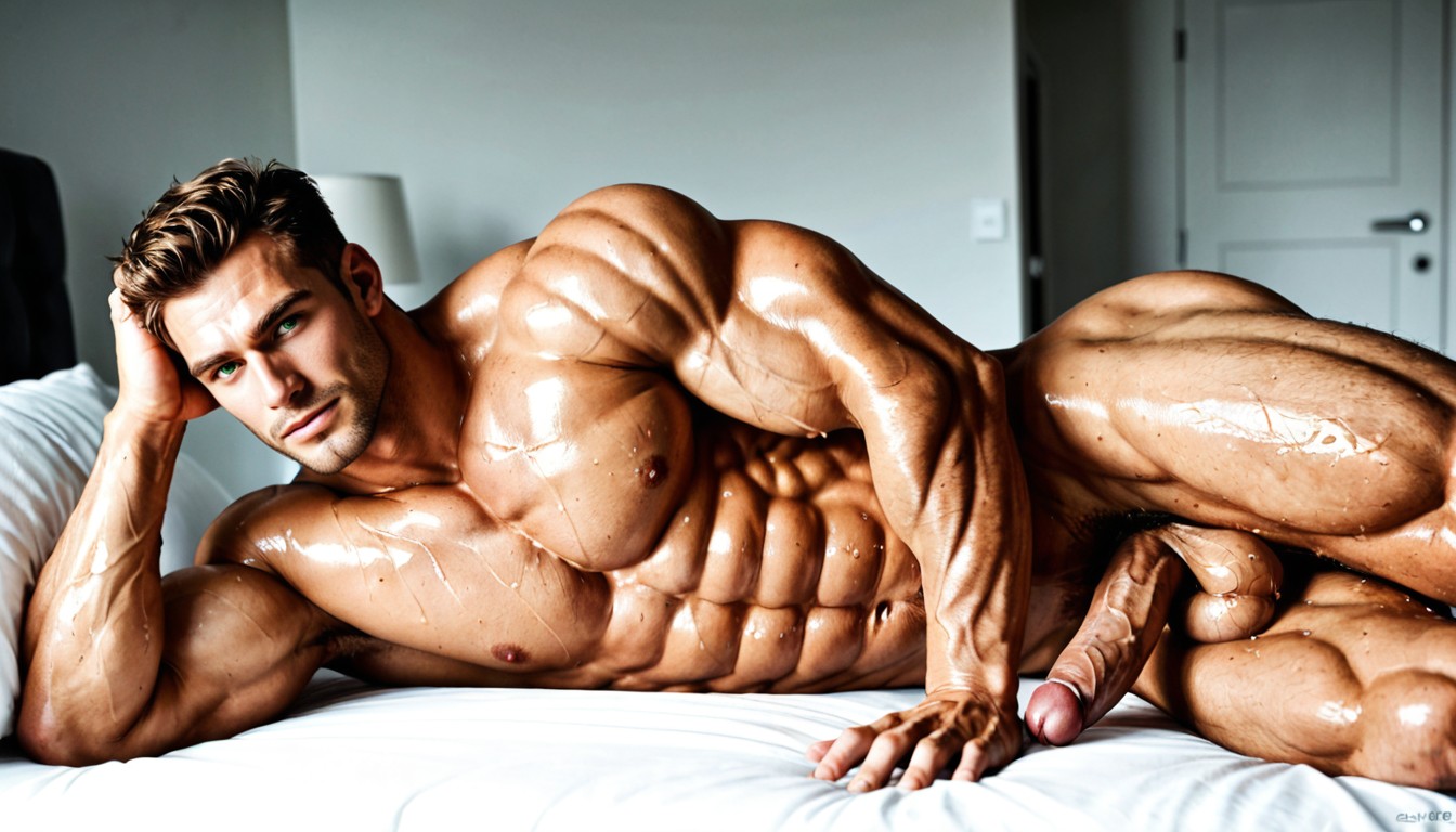 Massive Muscular Body, Medium Length Hair, Massive Cock 게이 AI 포르노