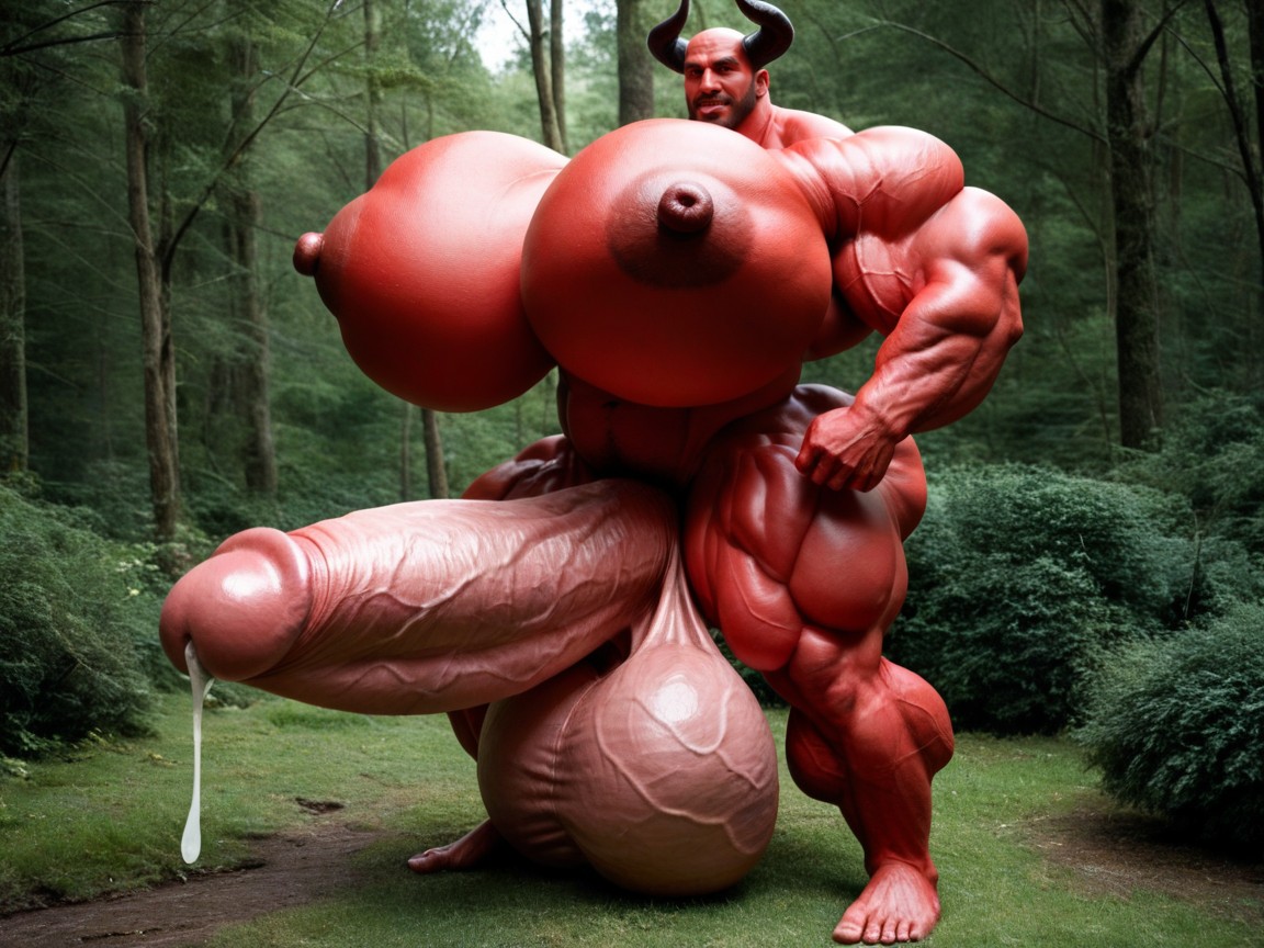 Extreme Massive Muscles, Hyper Red Skin, Red Eyes 게이 AI 포르노