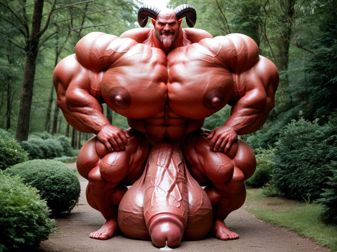Hyper Oversized Muscles, Hyper Puffy Nipples, 뷰어를 보면서 게이 AI 포르노