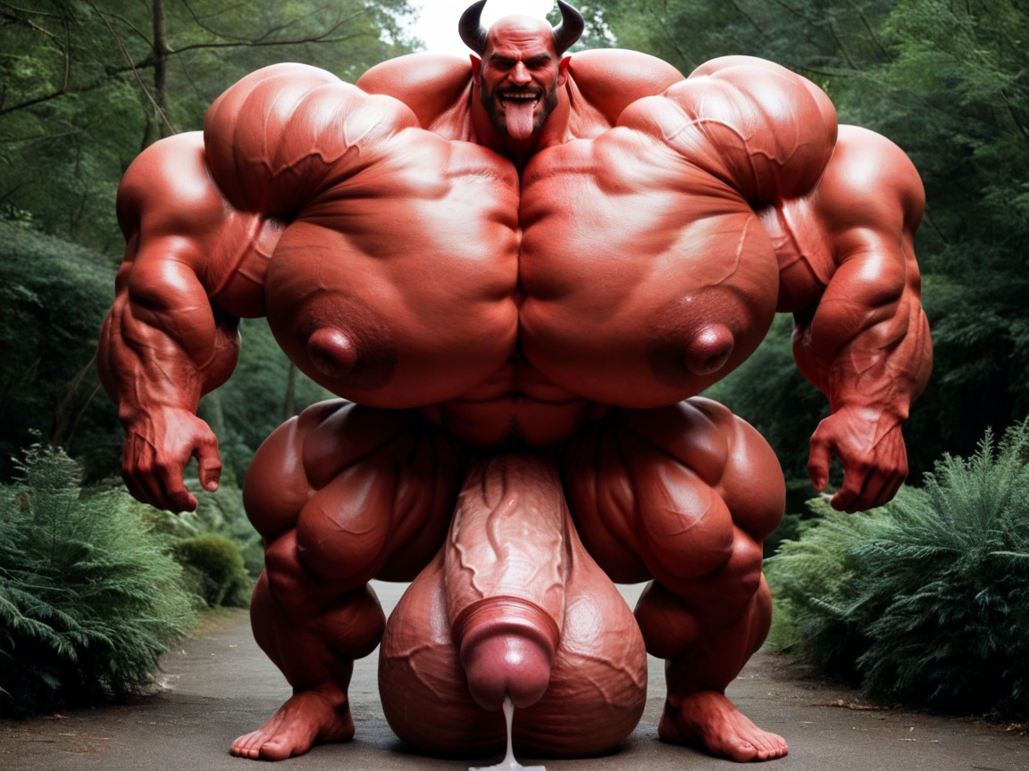 Insane Muscle Growth, 視聴者を見つめる, Fully Red Skin ゲイAIポルノ