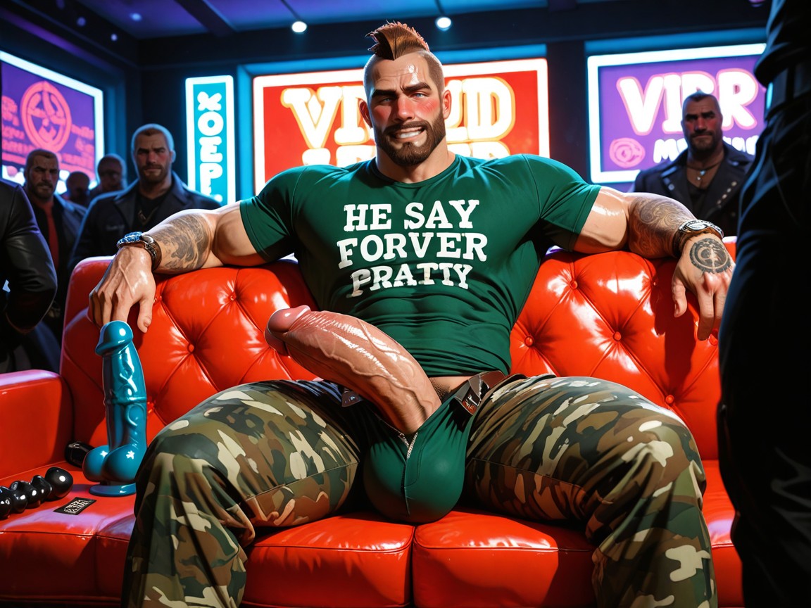 Big Curved Red Erection, Horny Look, Camo 게이 AI 포르노