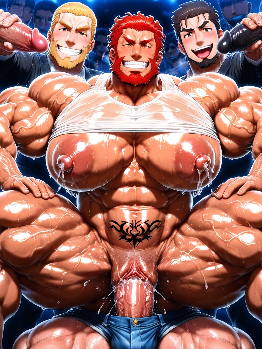 Masculine Beard Male Bottom, Square Jaw, 極端下半身沉重 AI同性戀黃片