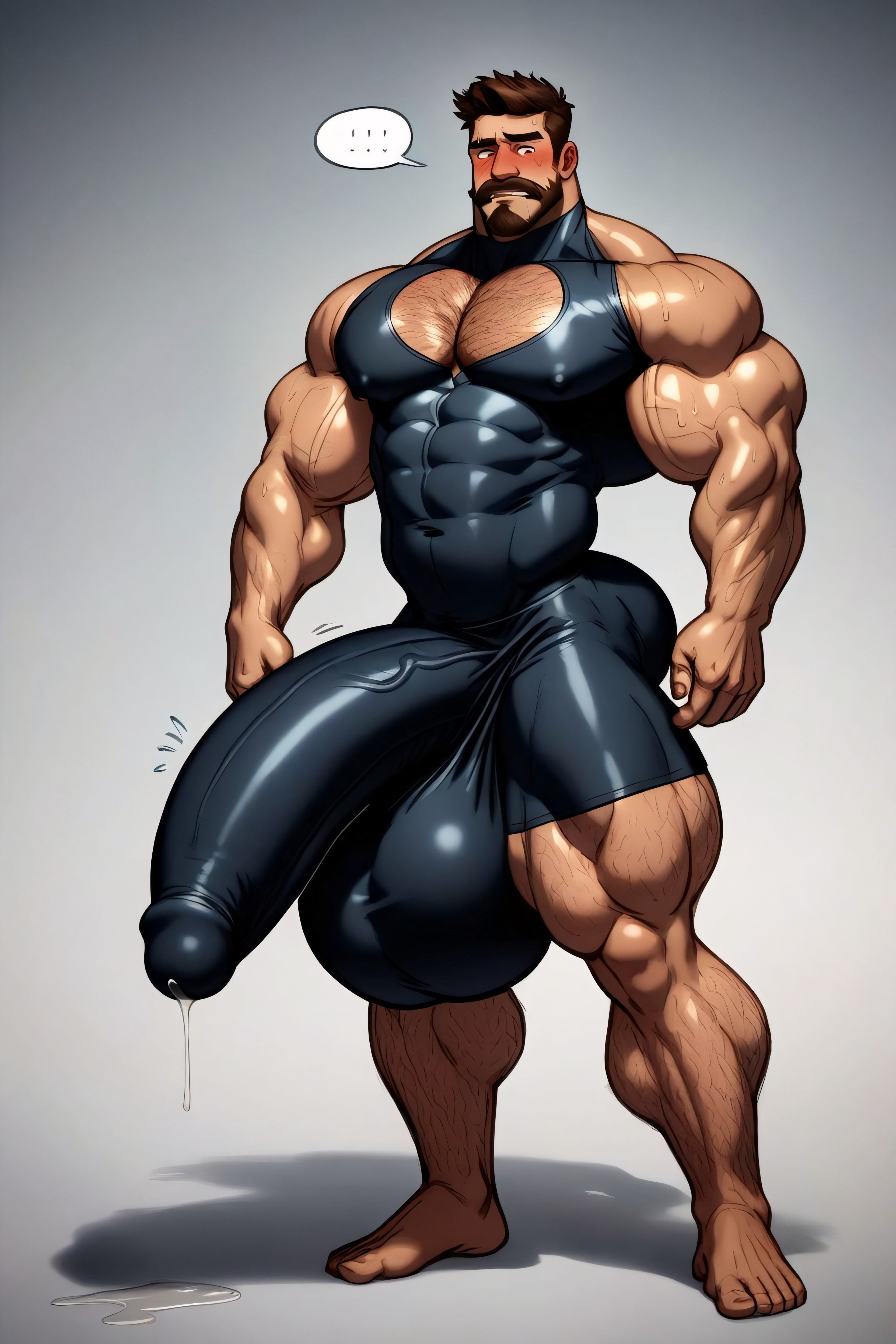 Gigantic Fully Erect Cock Bulge, Clear Lines, Fully Upright Erection Pressed Against Chest AI Gay Porn