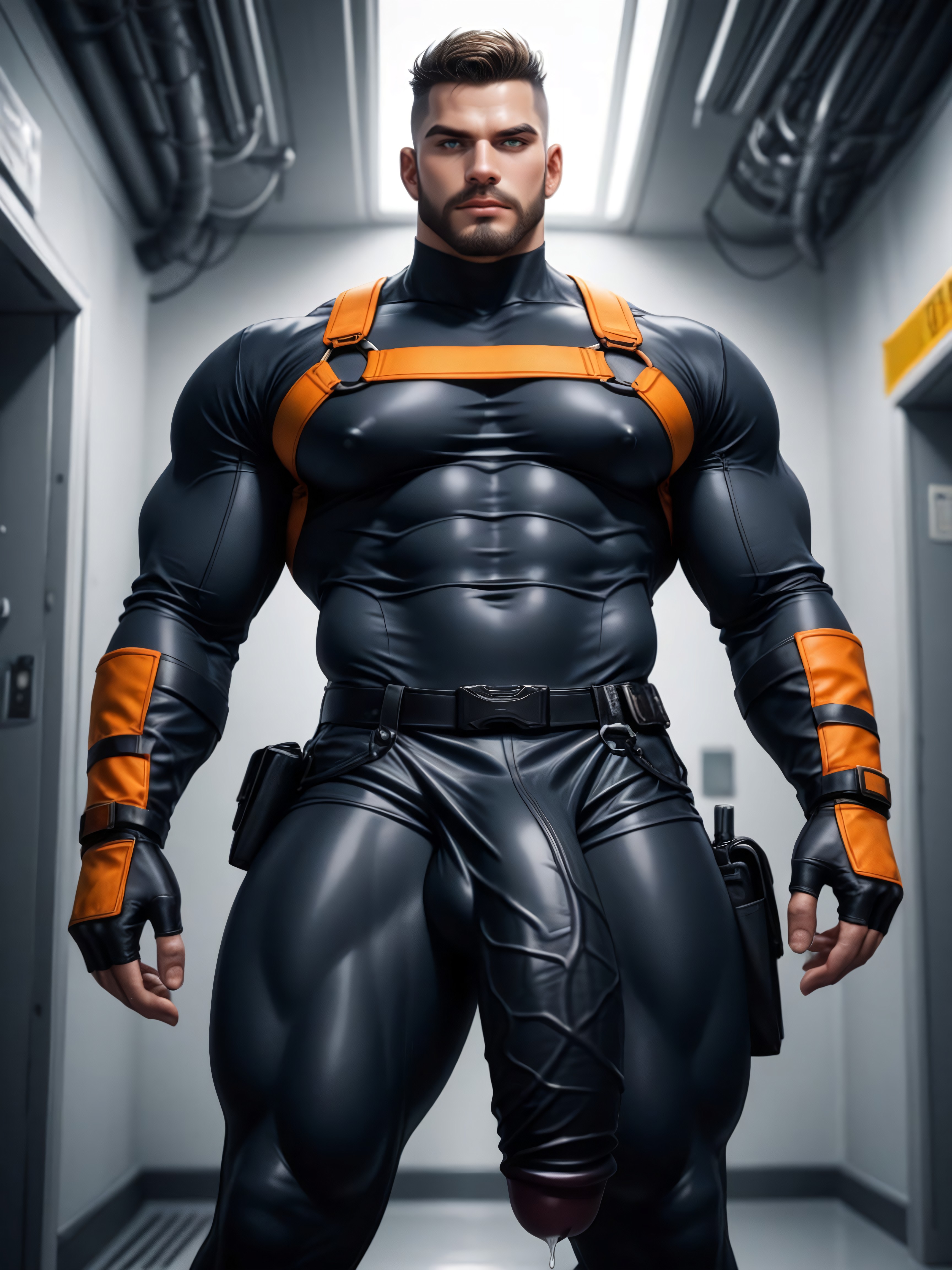 Very Muscular, Beard, Pénis Plus Grand Que Le Corps Porno IA Gay