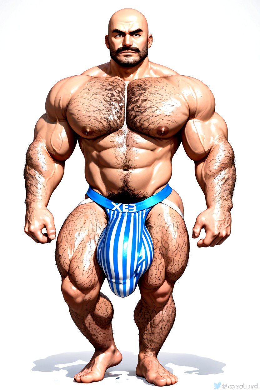 Colossal Pecs, Giant Biceps, White Jockstrap 게이 AI 포르노