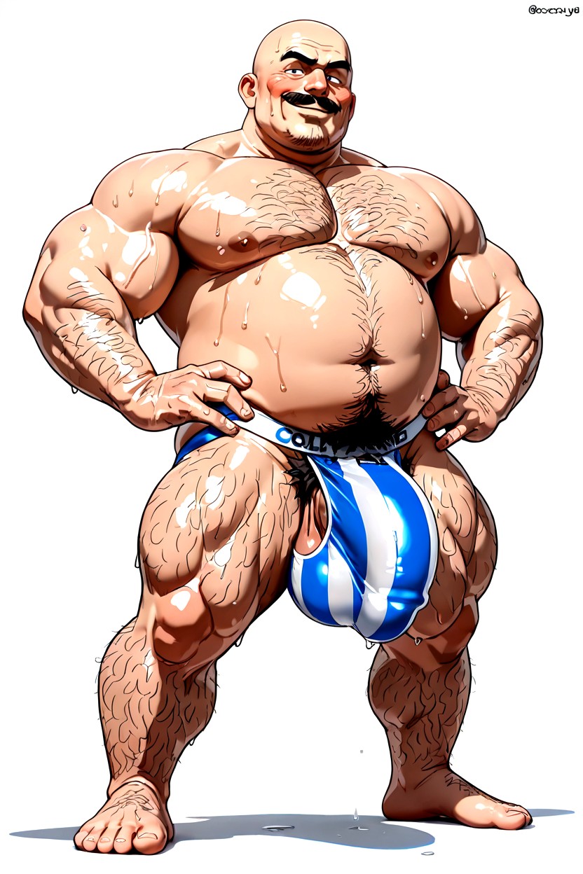 슬릭드, Abundant Chest Hair, 매우 짧은 머리 게이 AI 포르노