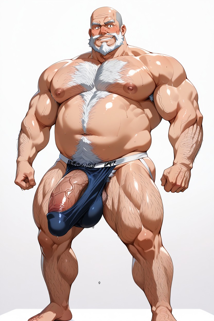 Wet Nipples, Bald, Giant Pubic Hair Clusters AI Gay Porn