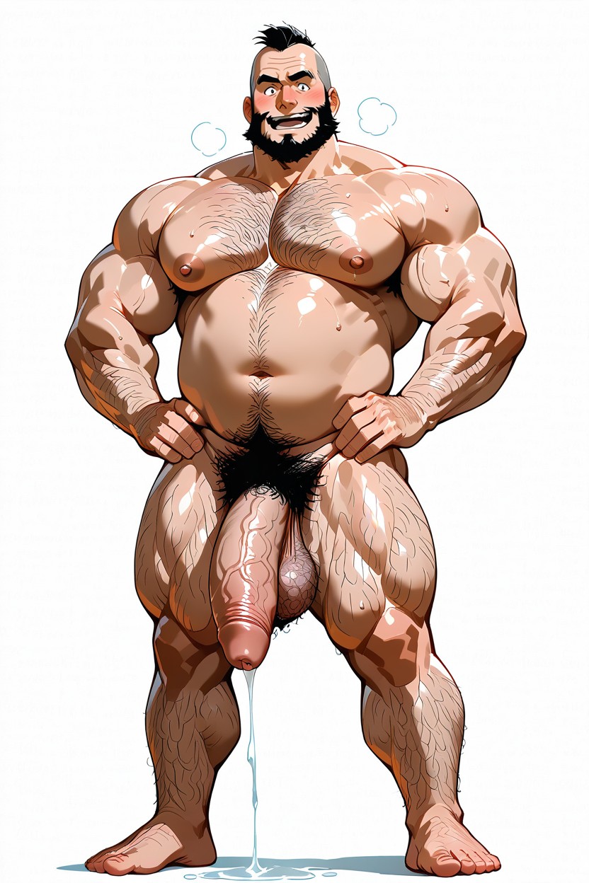 Very Hairy Armpits, Pulpy Muscles, Fondo Simple Porno gay IA