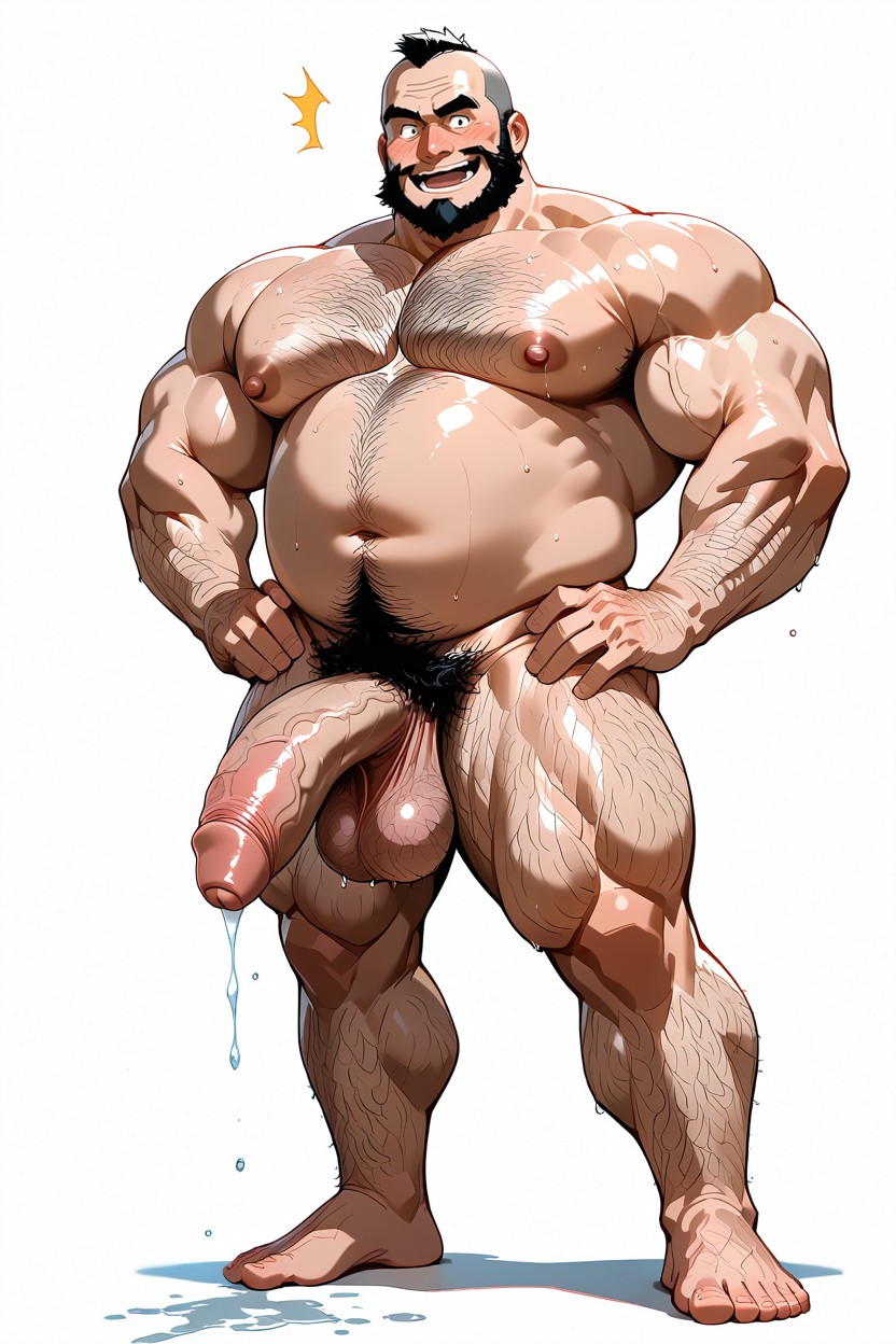 Low Hanging Nipples, Hyper Muscles, Man AI Gay Porn