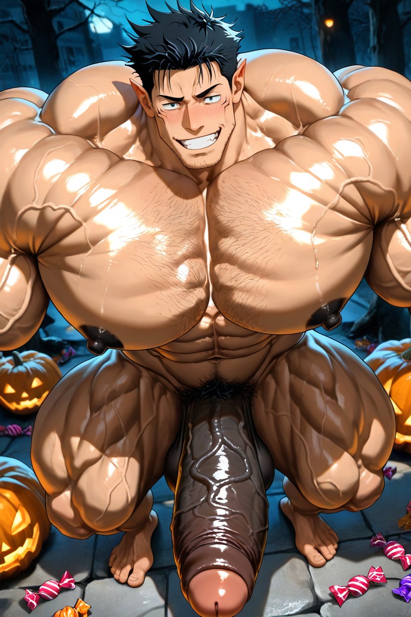 Tall Muscular Physique, Oversized Muscles, Zoom Out Pornografia gay com IA